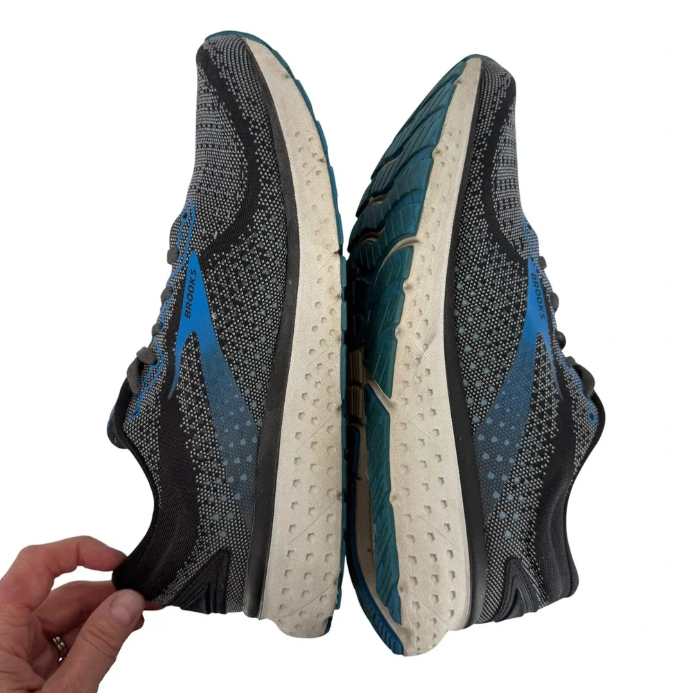 Brooks Glycerin 18 Mens 9 Running Shoes Black Blue Sneakers comfort walking